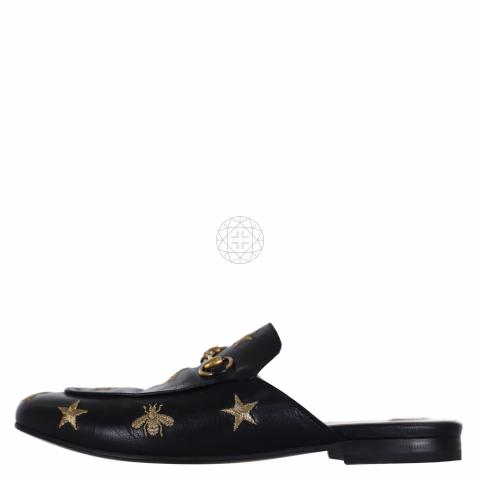 Gucci princetown embroidered 2025 leather slipper